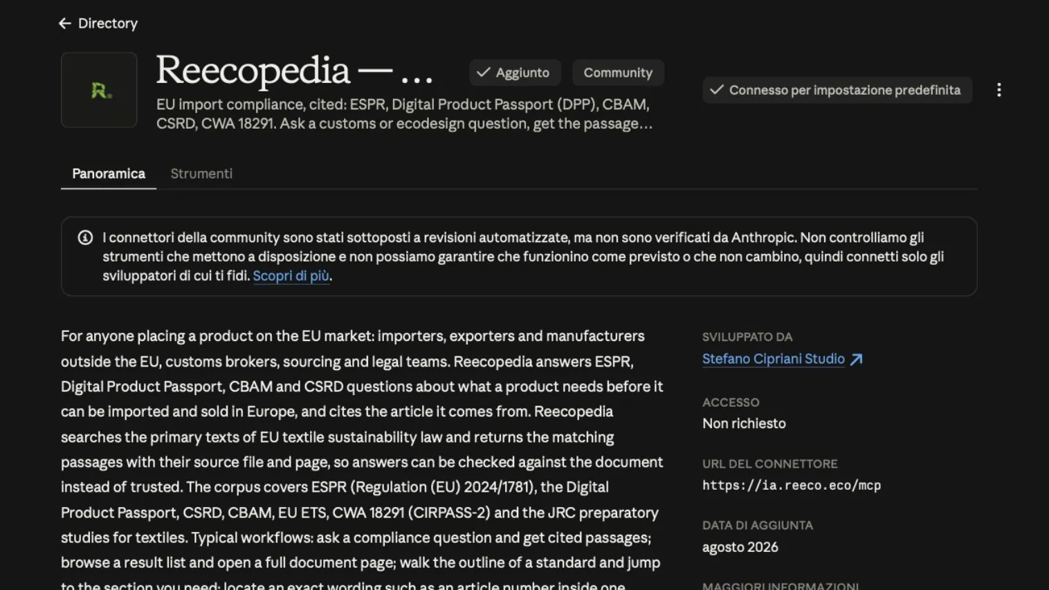 Instrumentul nostru Reecopedia este acum listat și în directorul Anthropic